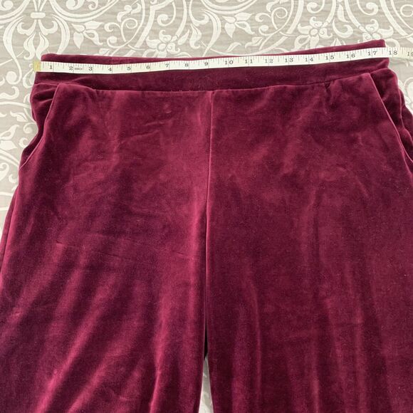 Lauren Ralph Lauren Pant Women L Maroon Red Velvet Pocket Straight Preppy Comfy - Picture 7 of 11